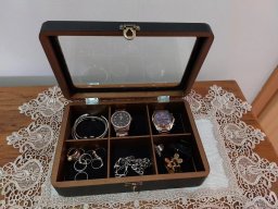 Caixa Relógio Pintura 6 divisórias tampa vidro